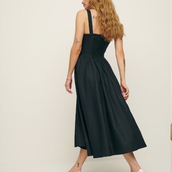 Reformation Balia Linen Dress Black